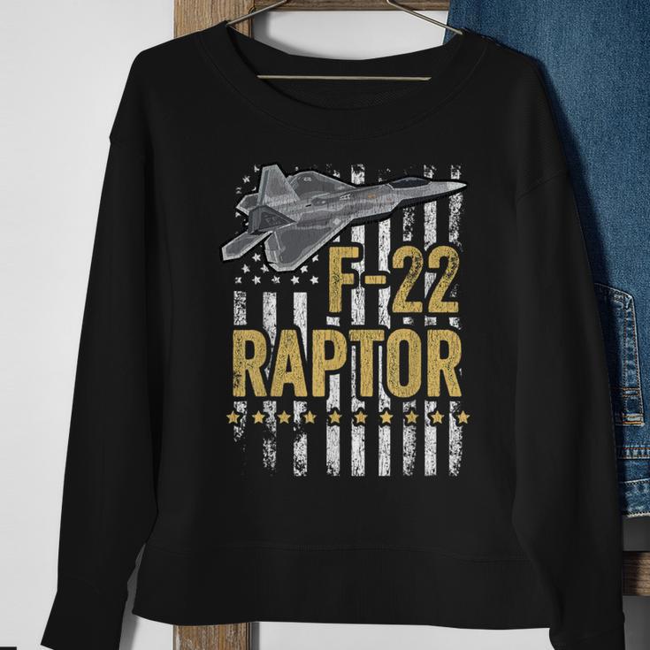 F-22 Raptor Fighter Jet Usa Flag Military F-18 Plane Sweatshirt Gifts for Old Women