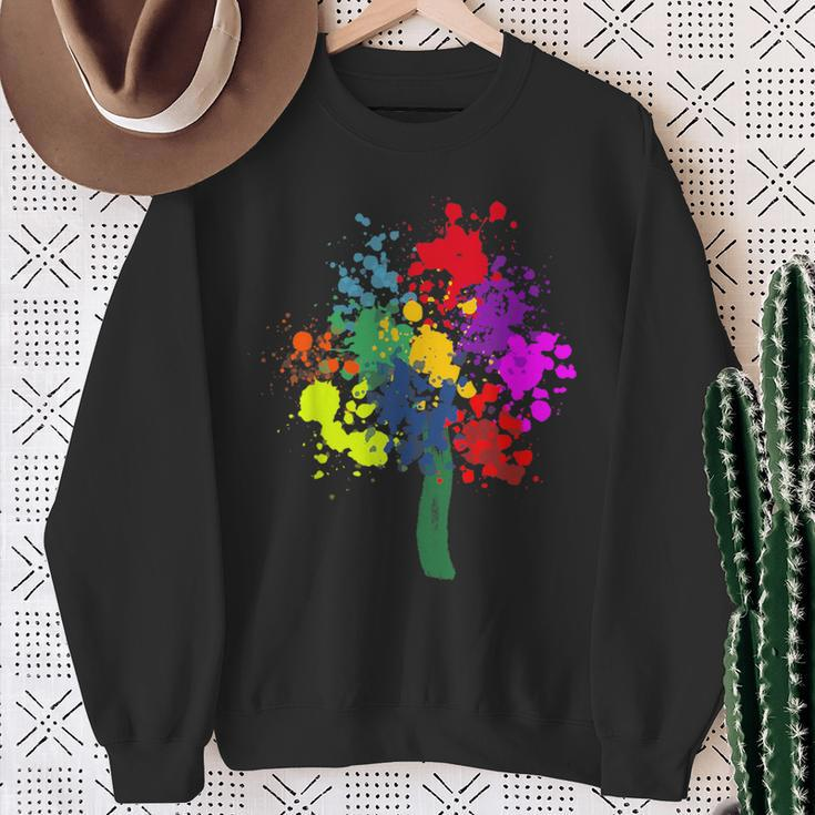 Farbspritzer Lebensbaum Farbsplckse Dress Blocks Paint Splash Sweatshirt Geschenke für alte Frauen