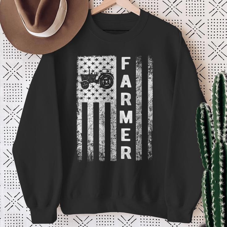 Farmer Flag Usa Flag Farmer Outfit For Farmer Sweatshirt Gifts for Old Women