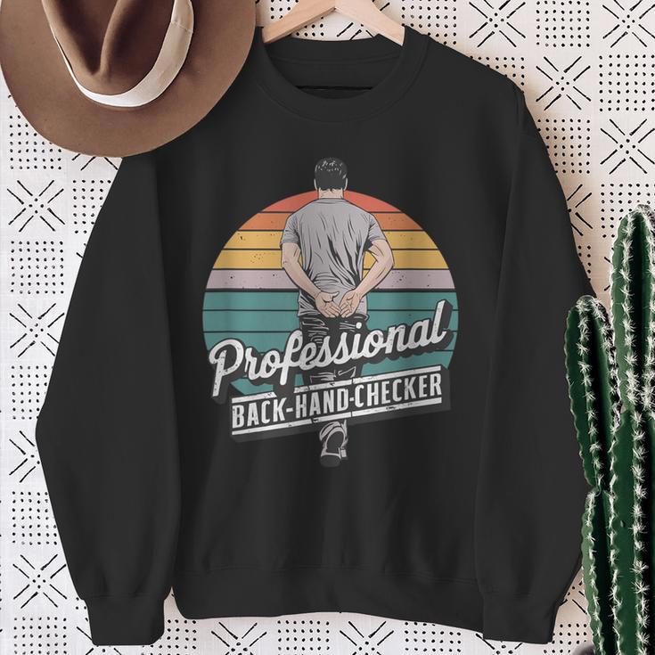 Father's Day Quote Professional Back Hand Checker Dads Sweatshirt Gifts for Old Women