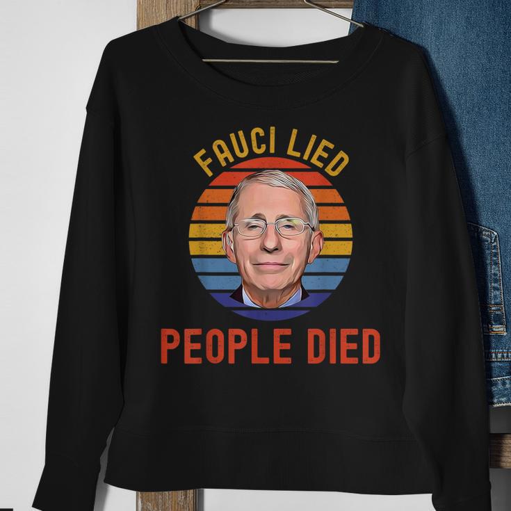 Fauci-Lied-People-Died-Trump-Won-Wake-Up-America Sweatshirt Gifts for Old Women