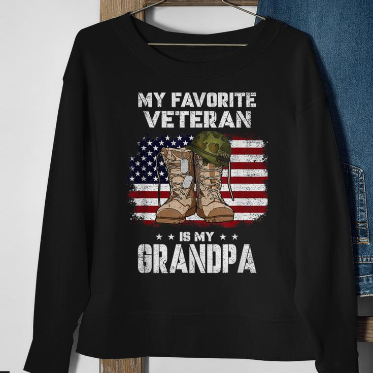My Favorite Veteran Is My Grandpa American Flag Veterans Day Sweatshirt Gifts for Old Women