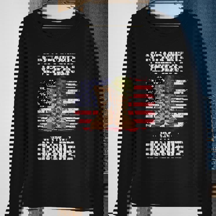 My Favorite Veteran Is My Grandpa American Flag Veterans Day Sweatshirt Gifts for Old Women