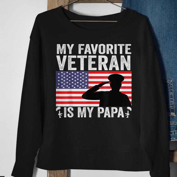 My Favorite Veteran Is My Papa Us Flag Father Veterans Sweatshirt Gifts for Old Women