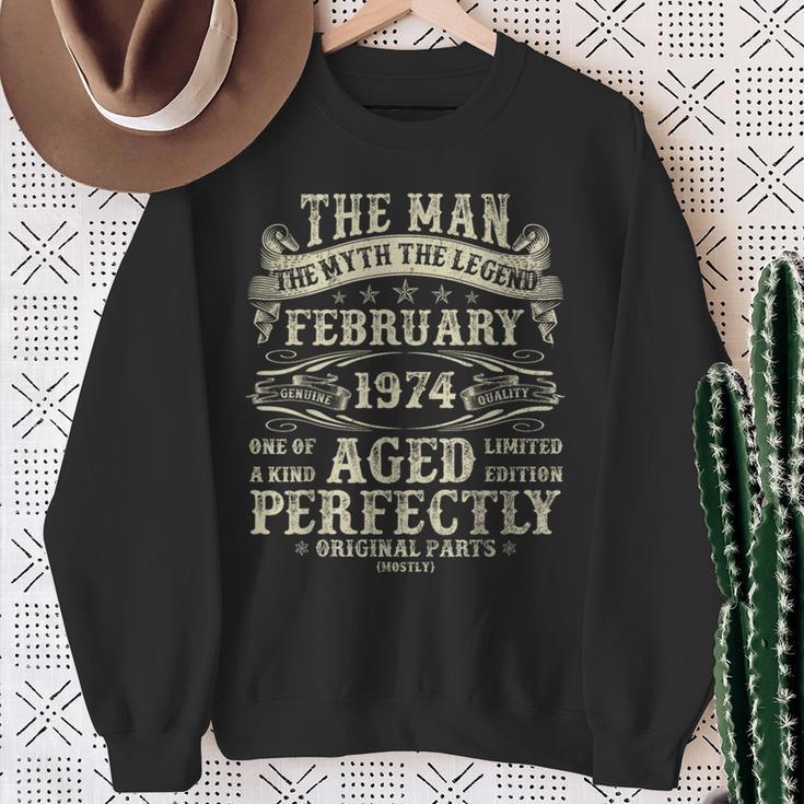 February 1974 Man Myth 50Th Birthday Vintage For Men Sweatshirt Gifts for Old Women