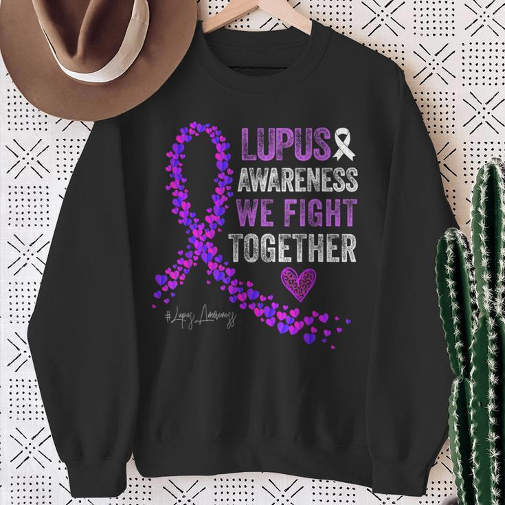 We Fight Together Lupus Awareness Purple Ribbon Sweatshirt Gifts for Old Women