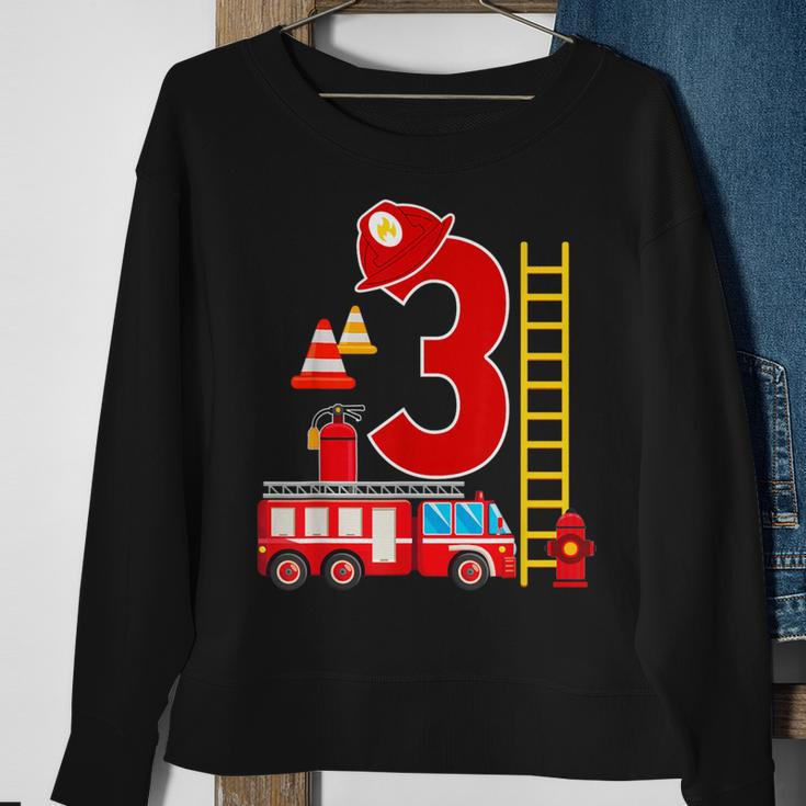 Fire Truck 3Rd Birthday Boy 3 Year Old Firefighter Sweatshirt Gifts for Old Women