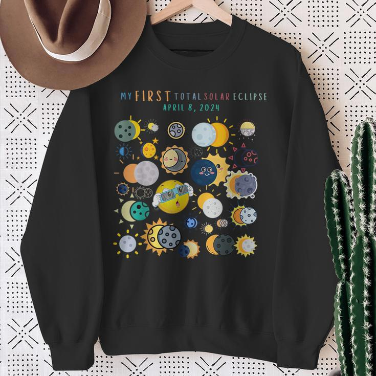 My First Total Solar Eclipse 2024 Toddler Planet Sweatshirt Gifts for Old Women