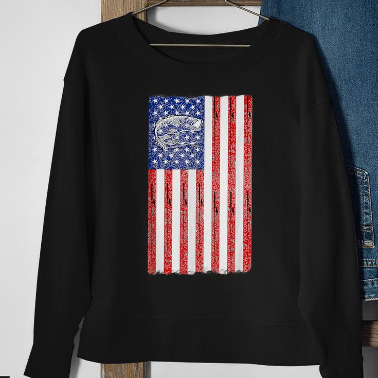 Fishing 4Th Of July Usa Flag Vintage Look Sweatshirt Gifts for Old Women