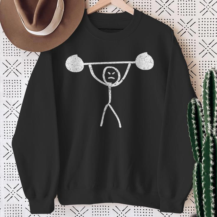 Fitness Stickman Weight Lifting Squat Gym Humor Sweatshirt Gifts for Old Women