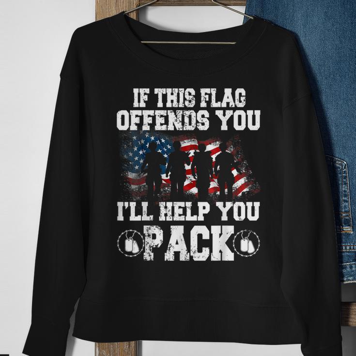 If This Flag Offends You I'll Help You Pack Veteran Sweatshirt Gifts for Old Women