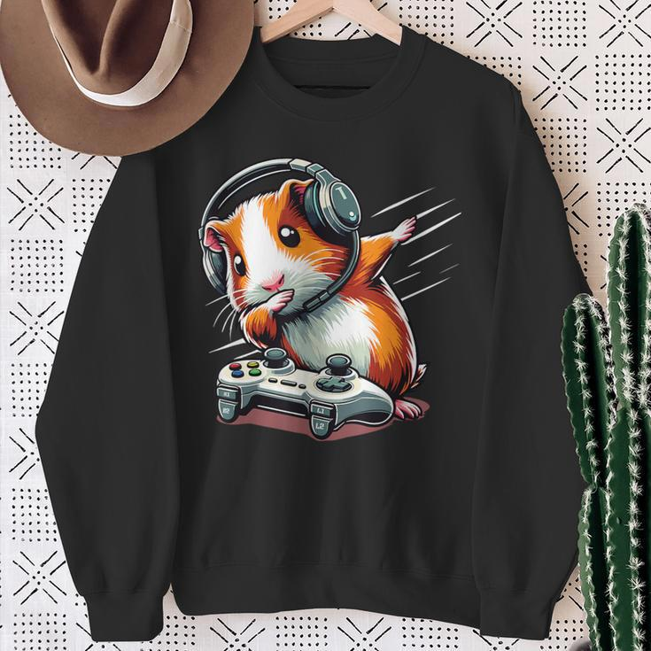 Fluffy Cavy Gamer Guinea Pig Video Gamer Lover Dab Sweatshirt Gifts for Old Women