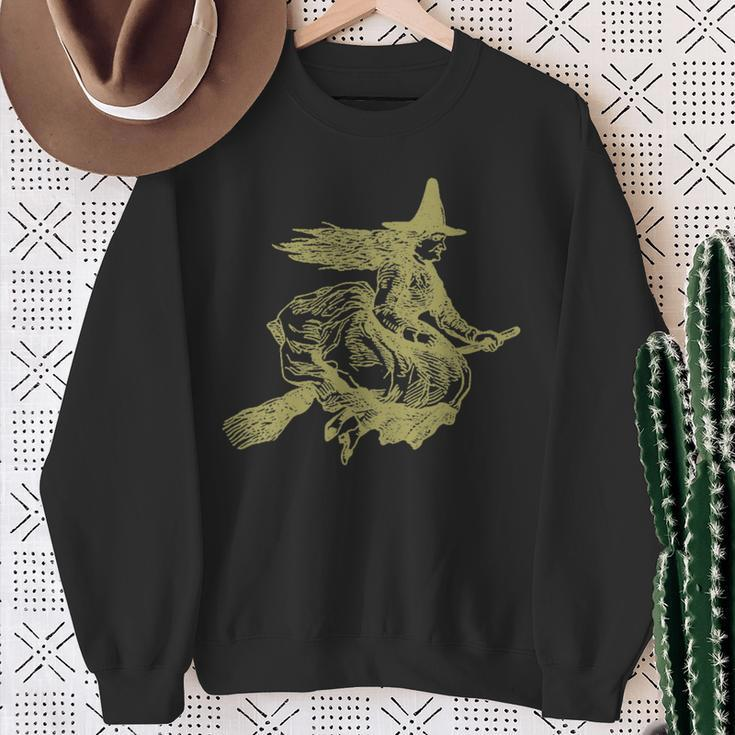 Flying Witch On A Broom Occult Magic Dark Gothic Sweatshirt Gifts for Old Women