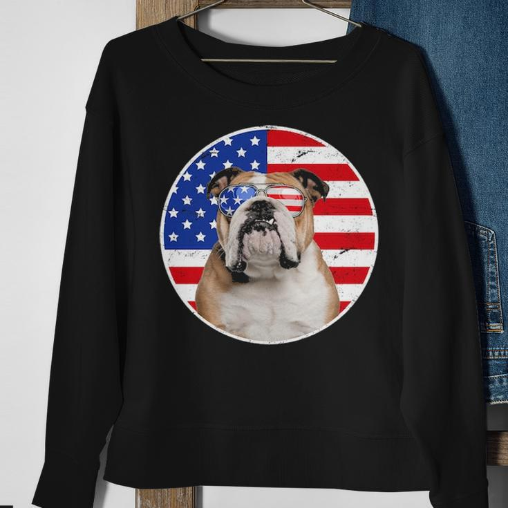 Fourth Of July Dog American Flag July 4Th Bulldog Lover Sweatshirt Gifts for Old Women