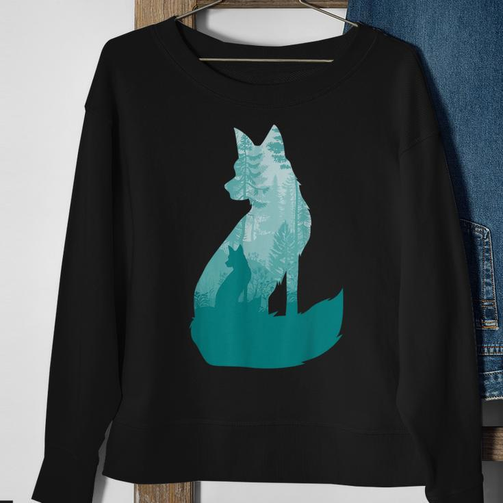 Fox Silhouette In The Forest Animal Hunter Hunting Sweatshirt Gifts for Old Women
