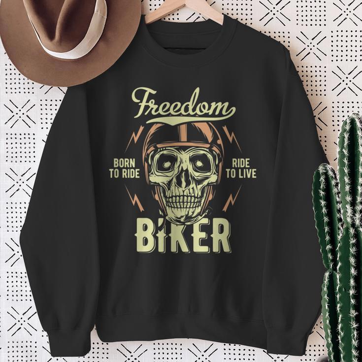 Freedom Biker Motorcycle Rider Skull Skeleton Sweatshirt Gifts for Old Women