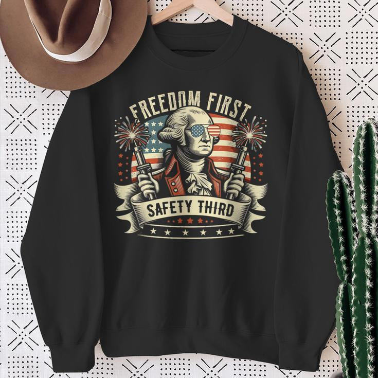 Freedom First Safety Third Fireworks 4Th Of July Sweatshirt Gifts for Old Women