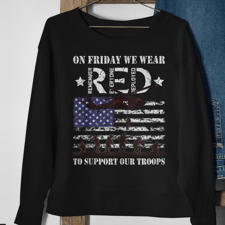 On Friday We Wear Red Support Our Troops American Flag Retro Sweatshirt Gifts for Old Women