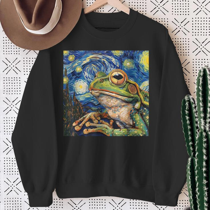 Frog Toad Van Gogh Style Starry Night Sweatshirt Gifts for Old Women