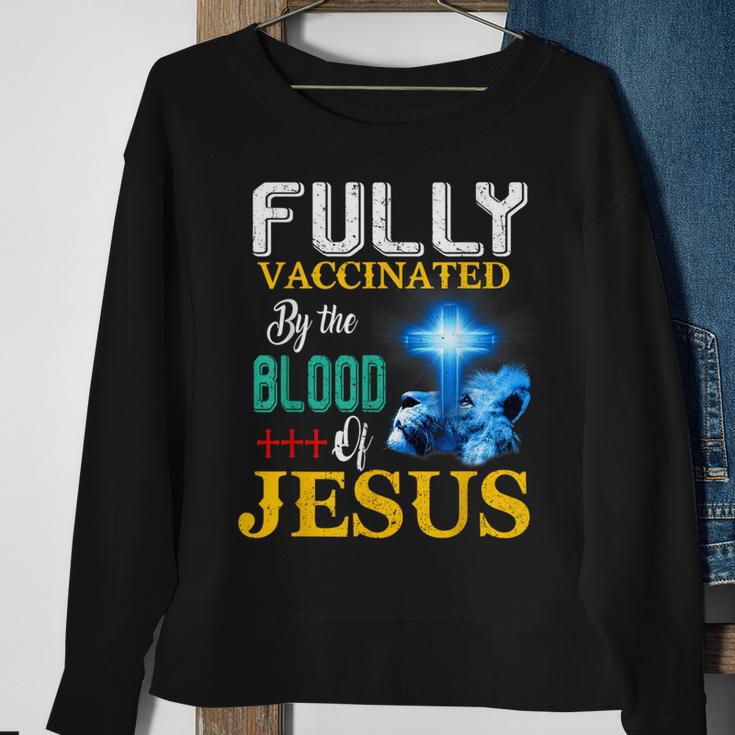 Fully Vaccinated By The Blood Of Jesus Shining Cross & Lion Sweatshirt Gifts for Old Women