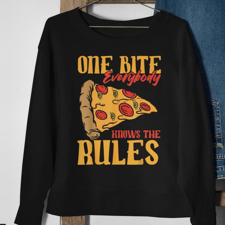 1 Bites Pizza Everybody Knows The Rules Food Lover Sweatshirt Gifts for Old Women