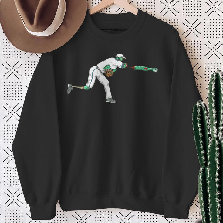 Baseball Pitcher Zombie Sweatshirt Gifts for Old Women