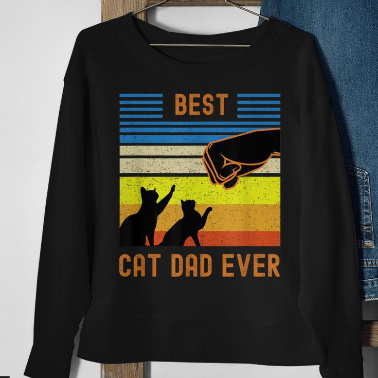 Best Cat Dad Ever Vintage Retro Cat Fist Bump Sweatshirt Geschenke für alte Frauen