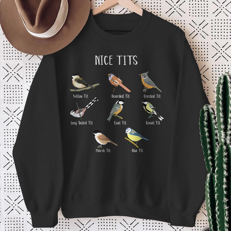 Bird Watching Humor Collection Of Tits Nice Tit Birds Sweatshirt Gifts for Old Women