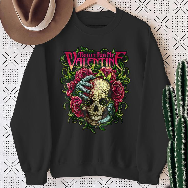 Bullet My Valentine Skull Roses And Red Blood Horror Sweatshirt Gifts for Old Women