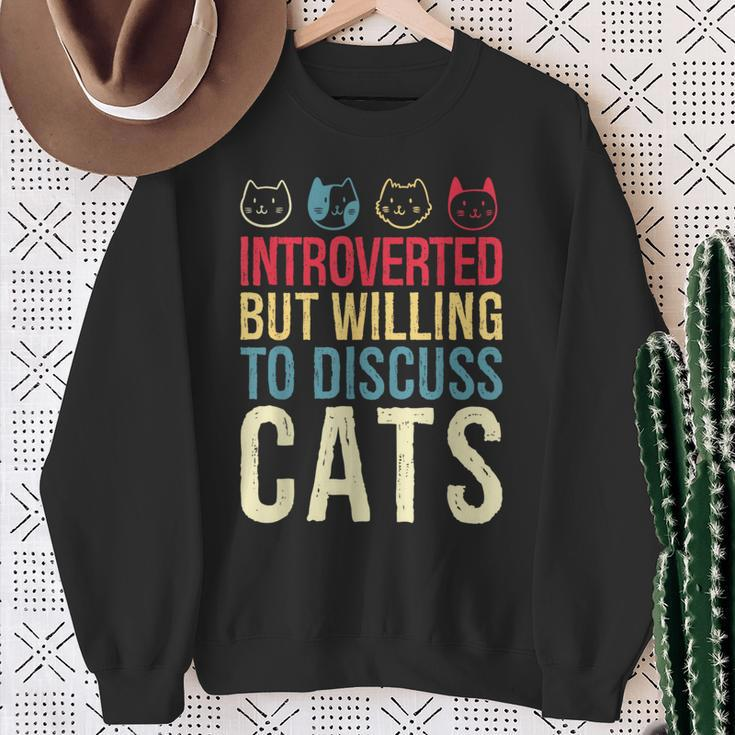 Cat Shy Person Cat Lover Introvert Cat Sweatshirt Gifts for Old Women