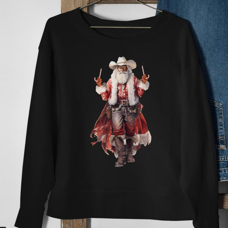 Christmas Western Cowboy Santa Claus And Candy Cane Sweatshirt Gifts for Old Women