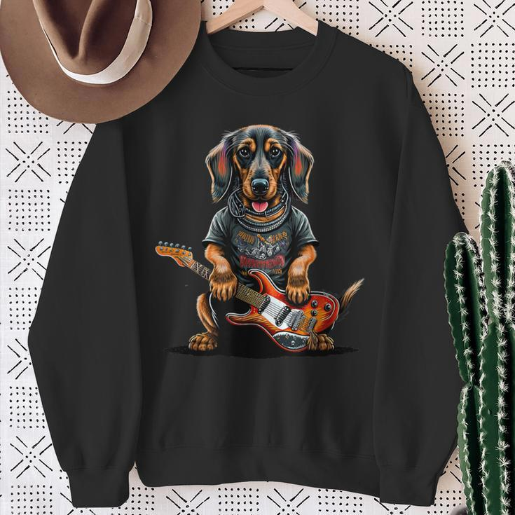 Dachshund Cute Rock And Roll Rocker Punk Sweatshirt Geschenke für alte Frauen