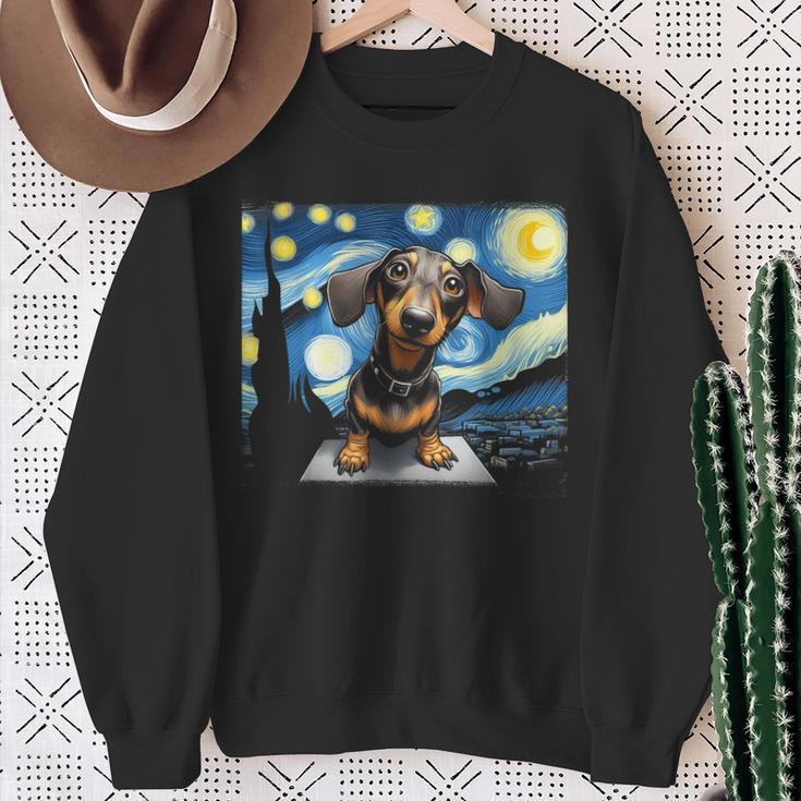 Dachshunds Sausage Dogs In A Starry Night Sweatshirt Gifts for Old Women