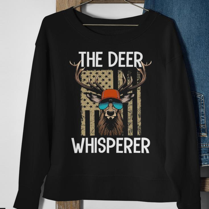 Deer Whisperer Awesome Hunter Usa Flag Buck Hunting Sweatshirt Gifts for Old Women