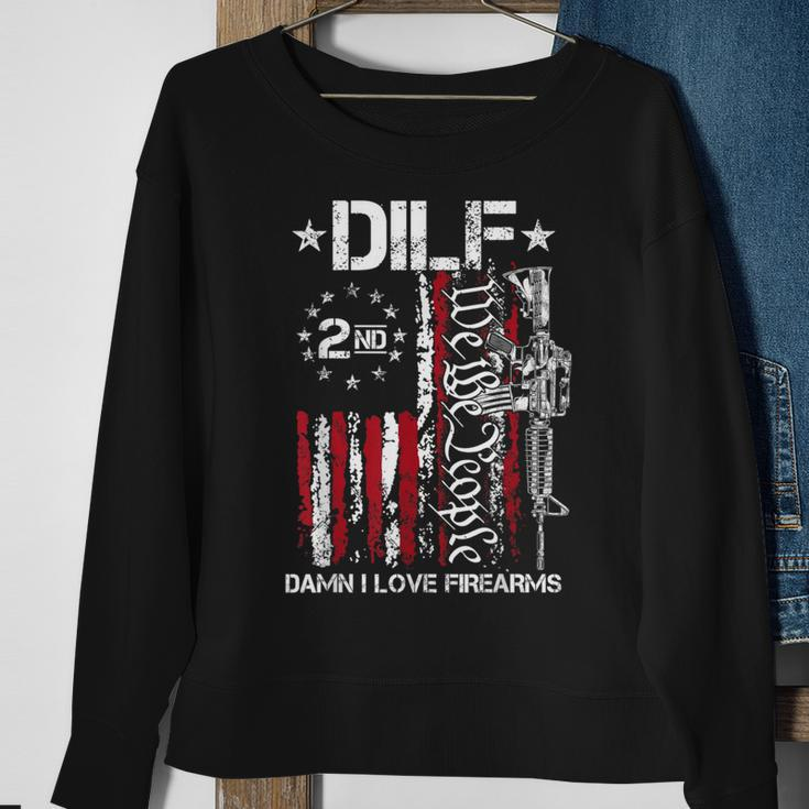 Dilf Damn I Love Firearms Gun American Flag Sweatshirt Gifts for Old Women