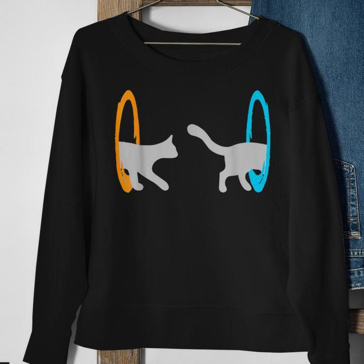 Dimensional Portal Cat Nerd Geek Sweatshirt Gifts for Old Women