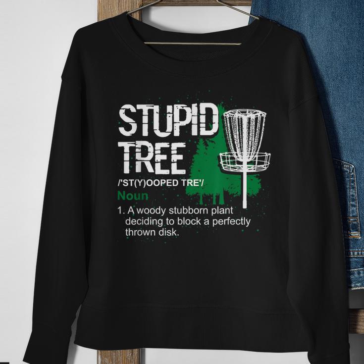 Disc Golfer Outdoor Sports Stupid Tree Disc Golf Sweatshirt Gifts for Old Women