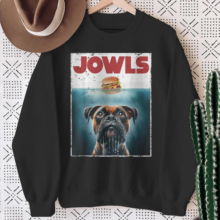 Drooling Boxer Jowls Fawn Dog Mom Dog Dad Burger Sweatshirt Gifts for Old Women