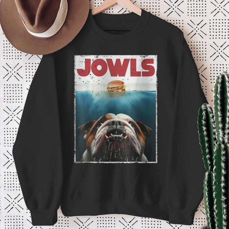 English Bulldog Jowls Burger Bully Dog Mom Dog Dad Sweatshirt Gifts for Old Women