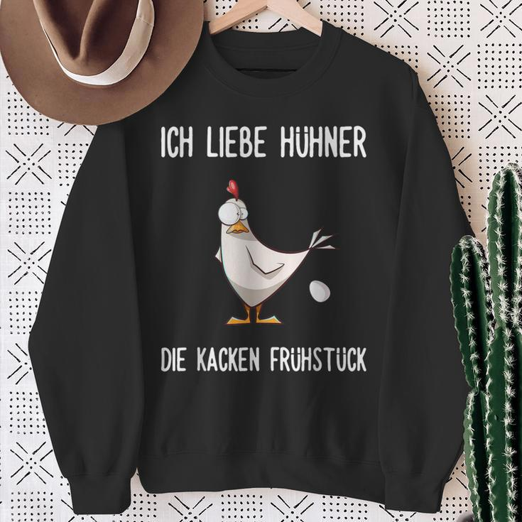 With German Text Ich Liebe Hühner Die Kacken Frühstück Sweatshirt Geschenke für alte Frauen