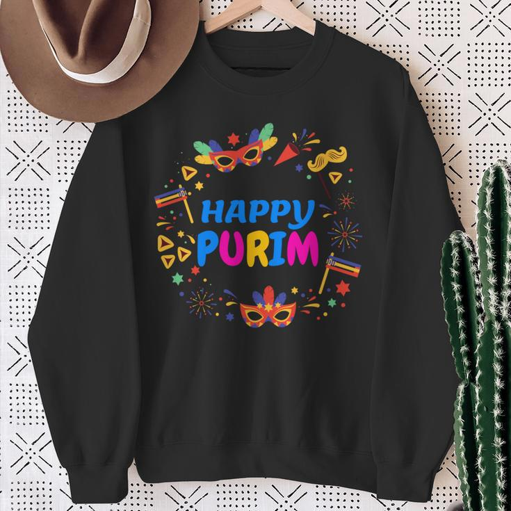 Happy Purim Costume Jewish Holiday Purim Hamantaschen Sweatshirt Gifts for Old Women