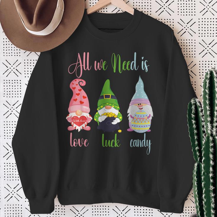 Happy Valentines St Patrick Easter Happy Holiday Gnome Sweatshirt Gifts for Old Women