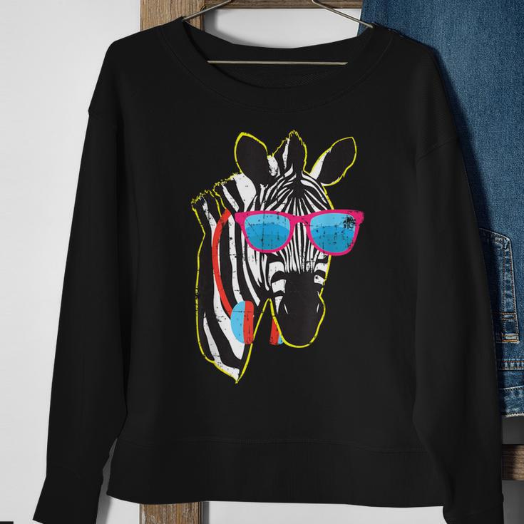 Hip Zebra Wearing Red Sunglasses Sweatshirt Gifts for Old Women