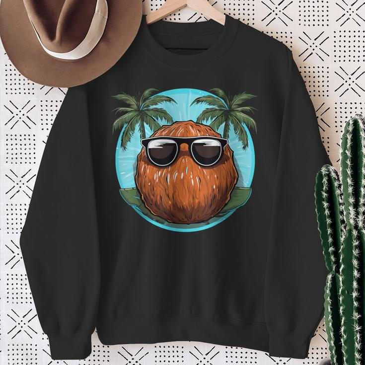 Holiday Coconut With Sunglasses For Coco Fruits Fans Sweatshirt Gifts for Old Women