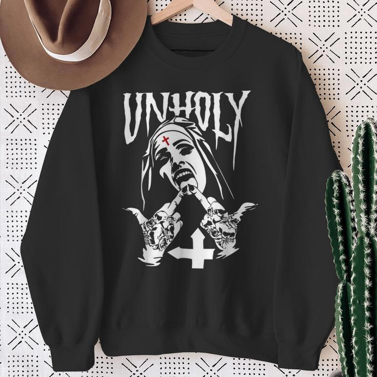 Horror Unholy Nun Occult Gothic Satanic Nun Tattoos Sweatshirt Gifts for Old Women