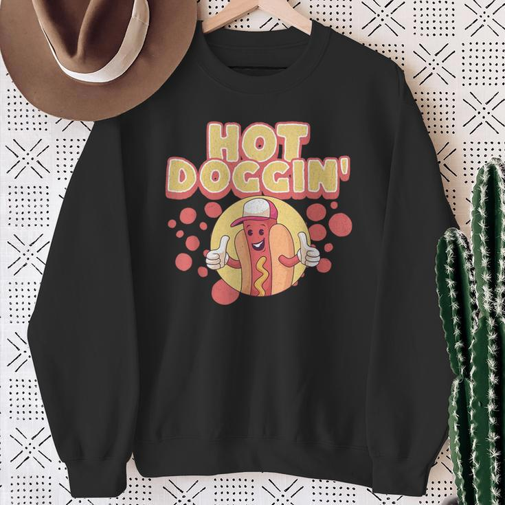 Hot Dog Sausage Wiener Hot Doggin' Sweatshirt Gifts for Old Women