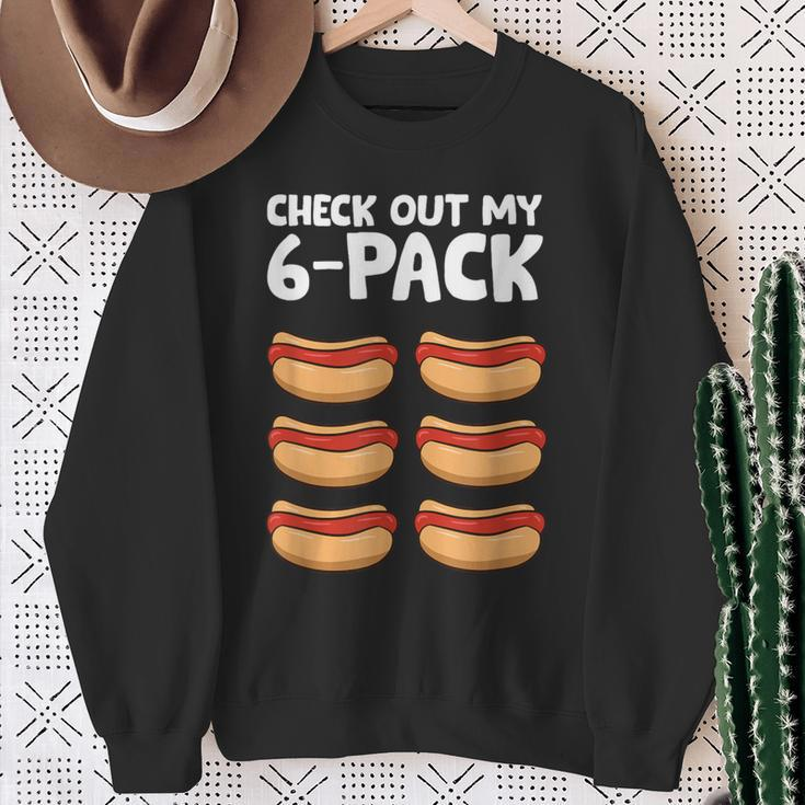 Hotdog Lover Check Out My 6 Pack Hot Dog Sweatshirt Gifts for Old Women
