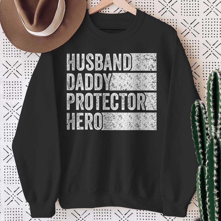 Husband Daddy Protector Hero Fathers Day Vintage Sweatshirt Gifts for Old Women