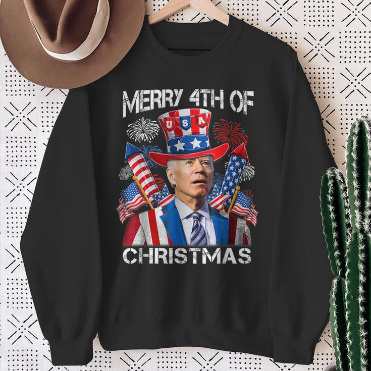 Joe Biden Merry 4Th Of Christmas 4Th Of July Firework Sweatshirt Gifts for Old Women