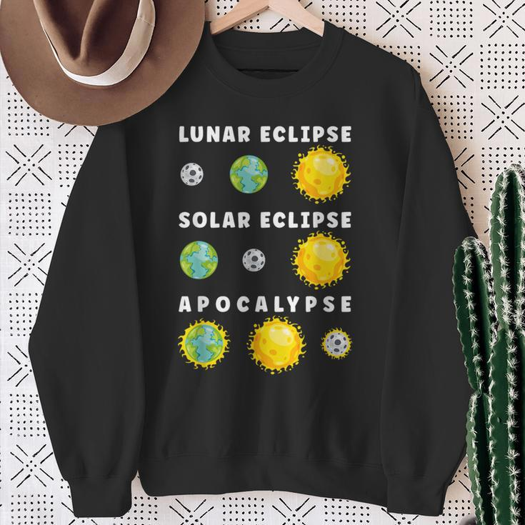 Lunar Solar Eclipse Apocalypse Astronomy Nerd Science Sweatshirt Gifts for Old Women